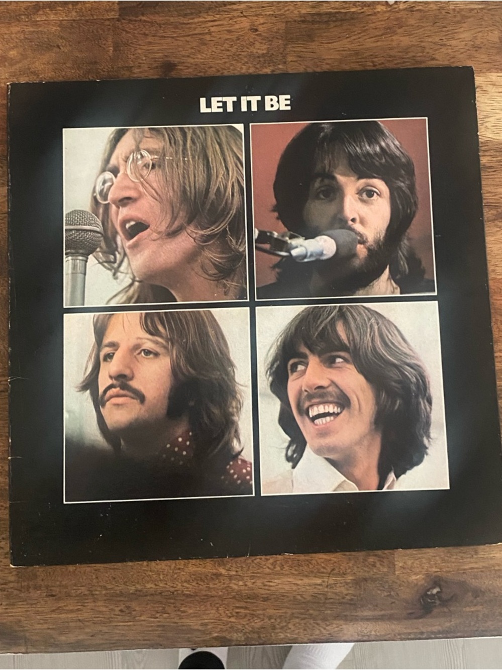 The Beatles Black & White Let It Be Four-Panel Album Cover